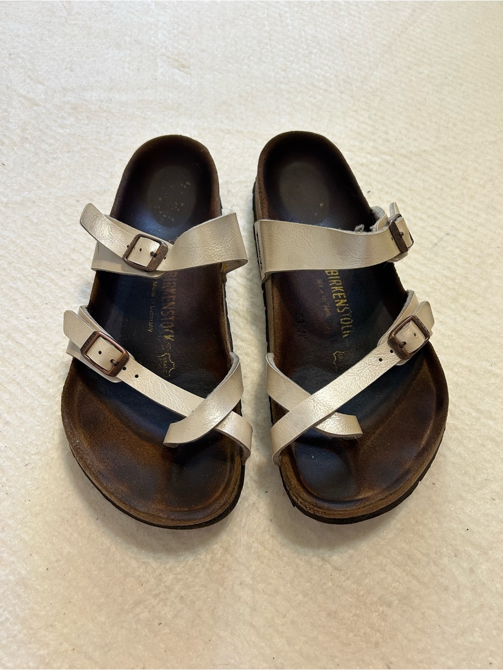 Birkenstock Women's Metallic Pearl Two-Strap Crisscross Sandals